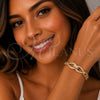 Pulsera Elegante 03.283.0575.07 Oro Laminado, Diseño de Hebilla del Cinturón y Gota, con Zirconia Cubica Blanca, Pulido, Tono Dorado (Grosor 07.3 MM, 8 Pulgadas de Largo)