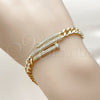 Pulsera Elegante 03.283.0577.07 Oro Laminado, Diseño de Clavo y Miami Cubana, con Micro Pave Blanca, Pulido, Tono Dorado (Grosor 06.5 MM, 8 Pulgadas de Largo)