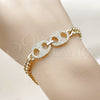 Pulsera Elegante 03.283.0578.07 Oro Laminado, Diseño de Puff Mariner y Miami Cubana, con Micro Pave Blanca, Pulido, Tono Dorado (Grosor 06.5 MM, 8 Pulgadas de Largo)