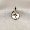 Dije Religioso 05.459.0027 Oro Laminado, Diseño de Estrella de Davi y Judaica, con Madre Perla Marfil, Pulido, Tono Dorado
