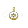 Dije Religioso 05.459.0027 Oro Laminado, Diseño de Estrella de Davi y Judaica, con Madre Perla Marfil, Pulido, Tono Dorado