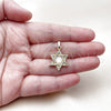 Dije Religioso 05.459.0029 Oro Laminado, Diseño de Estrella de Davi y Judaica, con Zirconia Cubica Blanca y Madre Perla Marfil, Pulido, Tono Dorado