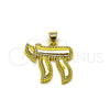 Dije Religioso 05.459.0031 Oro Laminado, Diseño de Judaica, Pulido, Tono Dorado