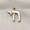 Dije Religioso 05.459.0033 Oro Laminado, con Micro Pave Blanca, Pulido, Tono Dorado