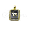 Dije Religioso 05.459.0039.1 Oro Laminado, con Madre Perla Negro y Micro Pave Blanca, Pulido, Tono Dorado