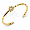 Aro Individual 07.459.0002 Oro Laminado, Diseño de Estrella de Davi y Judaica, con Micro Pave Blanca, Pulido, Tono Dorado (Grosor 03.2 MM, Talla Unica)