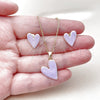 Juego de Arete y Dije de Adulto 10.156.0568.1 Oro Laminado, Diseño de Corazón, Esmaltado Violeta, Tono Dorado