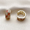Argolla Huggie 02.267.0073.1.16 Oro Laminado, Diseño de Baguette y Corazón, con Zirconia Cubica Granate y Blanca, Pulido, Tono Dorado