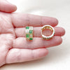 Argolla Huggie 02.267.0073.2.16 Oro Laminado, Diseño de Baguette y Corazón, con Zirconia Cubica Verde y Blanca, Pulido, Tono Dorado