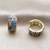 Argolla Huggie 02.267.0073.3.16 Oro Laminado, Diseño de Baguette y Corazón, con Zirconia Cubica Turquoise y Blanca, Pulido, Tono Dorado