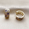 Argolla Huggie 02.267.0073.4.16 Oro Laminado, Diseño de Baguette y Corazón, con Zirconia Cubica Amatista y Blanca, Pulido, Tono Dorado