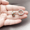 Argolla Huggie 02.267.0073.7.16 Rodio Laminado, Diseño de Baguette y Corazón, con Zirconia Cubica Granate y Blanca, Pulido, Rodinado