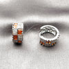 Argolla Huggie 02.267.0073.7.16 Rodio Laminado, Diseño de Baguette y Corazón, con Zirconia Cubica Granate y Blanca, Pulido, Rodinado