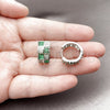 Argolla Huggie 02.267.0073.8.16 Rodio Laminado, Diseño de Baguette y Corazón, con Zirconia Cubica Verde y Blanca, Pulido, Rodinado
