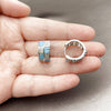 Argolla Huggie 02.267.0073.9.16 Rodio Laminado, Diseño de Baguette y Corazón, con Zirconia Cubica Turquoise y Blanca, Pulido, Rodinado