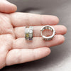Argolla Huggie 02.267.0073.11.16 Rodio Laminado, Diseño de Baguette y Corazón, con Zirconia Cubica Multicolor y Blanca, Pulido, Rodinado
