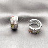 Argolla Huggie 02.267.0073.11.16 Rodio Laminado, Diseño de Baguette y Corazón, con Zirconia Cubica Multicolor y Blanca, Pulido, Rodinado