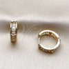 Argolla Huggie 02.267.0074.20 Oro Laminado, Diseño de Baguette, con Zirconia Cubica Blanca, Pulido, Tono Dorado