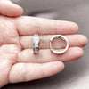 Argolla Huggie 02.267.0074.1.20 Rodio Laminado, Diseño de Baguette, con Zirconia Cubica Blanca, Pulido, Rodinado