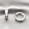 Argolla Huggie 02.267.0074.1.20 Rodio Laminado, Diseño de Baguette, con Zirconia Cubica Blanca, Pulido, Rodinado