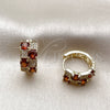 Argolla Huggie 02.267.0075.1.16 Oro Laminado, con Zirconia Cubica Granate y Micro Pave Blanca, Pulido, Tono Dorado
