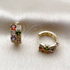 Argolla Huggie 02.267.0075.4.16 Oro Laminado, con Zirconia Cubica Multicolor y Micro Pave Blanca, Pulido, Tono Dorado