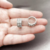 Argolla Huggie 02.267.0075.5.16 Rodio Laminado, con Zirconia Cubica Blanca y Micro Pave Blanca, Pulido, Rodinado