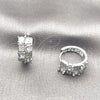 Argolla Huggie 02.267.0075.5.16 Rodio Laminado, con Zirconia Cubica Blanca y Micro Pave Blanca, Pulido, Rodinado