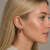 Argolla Huggie 02.267.0075.6.16 Rodio Laminado, con Zirconia Cubica Granate y Micro Pave Blanca, Pulido, Rodinado