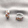 Argolla Huggie 02.267.0075.6.16 Rodio Laminado, con Zirconia Cubica Granate y Micro Pave Blanca, Pulido, Rodinado