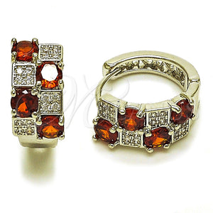 Argolla Huggie 02.267.0075.6.16 Rodio Laminado, con Zirconia Cubica Granate y Micro Pave Blanca, Pulido, Rodinado