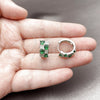 Argolla Huggie 02.267.0075.7.16 Rodio Laminado, con Zirconia Cubica Verde y Micro Pave Blanca, Pulido, Rodinado