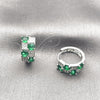 Argolla Huggie 02.267.0075.7.16 Rodio Laminado, con Zirconia Cubica Verde y Micro Pave Blanca, Pulido, Rodinado