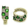 Argolla Huggie 02.267.0075.7.16 Rodio Laminado, con Zirconia Cubica Verde y Micro Pave Blanca, Pulido, Rodinado
