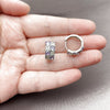 Argolla Huggie 02.267.0075.8.16 Rodio Laminado, con Zirconia Cubica Amatista y Micro Pave Blanca, Pulido, Rodinado