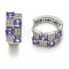 Argolla Huggie 02.267.0075.8.16 Oro Laminado Blanco, con Zirconia Cubica Amatista y Micro Pave Blanca, Pulido, Rodinado