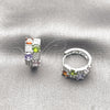 Argolla Huggie 02.267.0075.9.16 Rodio Laminado, con Zirconia Cubica Multicolor y Micro Pave Blanca, Pulido, Rodinado