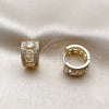 Argolla Huggie 02.267.0076.15 Oro Laminado, Diseño de Cluster, con Zirconia Cubica Blanca, Pulido, Tono Dorado