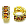 Argolla Huggie 02.267.0076.1.15 Oro Laminado, Diseño de Cluster, con Zirconia Cubica Granate y Blanca, Pulido, Tono Dorado