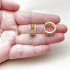 Argolla Huggie 02.267.0076.4.15 Oro Laminado, Diseño de Cluster, con Zirconia Cubica Multicolor y Blanca, Pulido, Tono Dorado