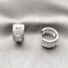 Argolla Huggie 02.267.0076.5.15 Rodio Laminado, Diseño de Cluster, con Zirconia Cubica Blanca, Pulido, Rodinado