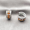 Argolla Huggie 02.267.0076.6.15 Rodio Laminado, Diseño de Cluster, con Zirconia Cubica Granate y Blanca, Pulido, Rodinado