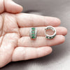 Argolla Huggie 02.267.0076.7.15 Rodio Laminado, Diseño de Cluster, con Zirconia Cubica Verde y Blanca, Pulido, Rodinado