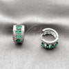Argolla Huggie 02.267.0076.7.15 Rodio Laminado, Diseño de Cluster, con Zirconia Cubica Verde y Blanca, Pulido, Rodinado