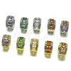 Argolla Huggie 02.267.0076.7.15 Rodio Laminado, Diseño de Cluster, con Zirconia Cubica Verde y Blanca, Pulido, Rodinado