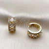Argolla Huggie 02.267.0077.15 Oro Laminado, Diseño de Cluster, con Zirconia Cubica Blanca, Pulido, Tono Dorado