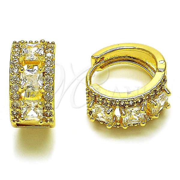Argolla Huggie 02.267.0077.15 Oro Laminado, Diseño de Cluster, con Zirconia Cubica Blanca, Pulido, Tono Dorado