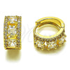 Argolla Huggie 02.267.0077.15 Oro Laminado, Diseño de Cluster, con Zirconia Cubica Blanca, Pulido, Tono Dorado