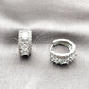 Argolla Huggie 02.267.0077.5.15 Rodio Laminado, Diseño de Cluster, con Zirconia Cubica Blanca, Pulido, Rodinado