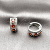 Argolla Huggie 02.267.0077.6.15 Rodio Laminado, Diseño de Cluster, con Zirconia Cubica Granate y Blanca, Pulido, Rodinado